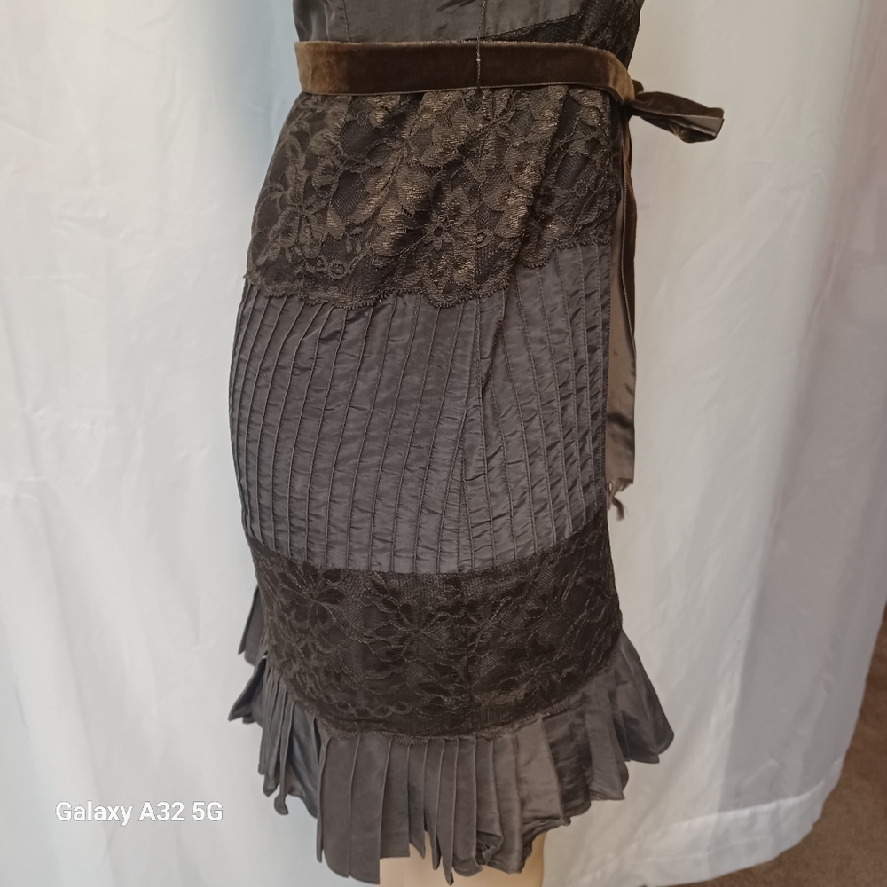Banana Republic Women Size 4 Brown Strapless Sundress Pleated Cocktail - Picture 4 of 13